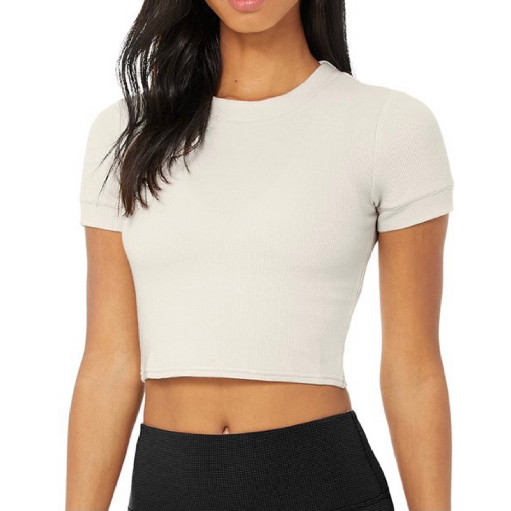 ALO Yoga micro waffle sierra short sleeve top